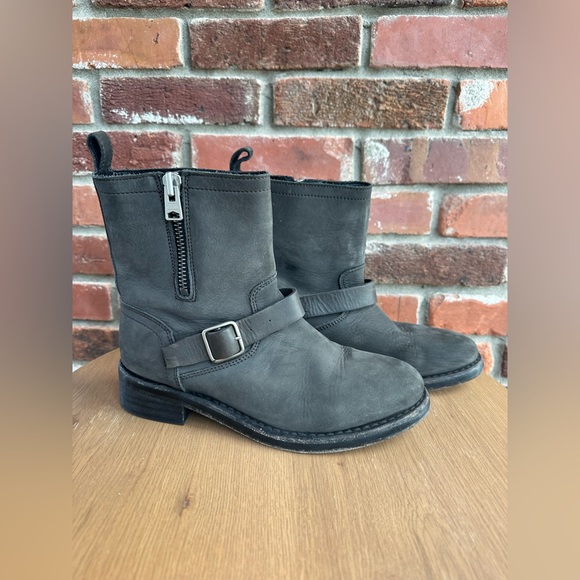 AllSaints Dark Grey Classic Biker Boot - Picture 2 of 8